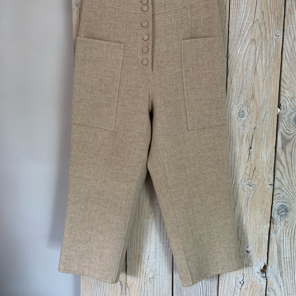 Elegant Tan Wool Women's Pants